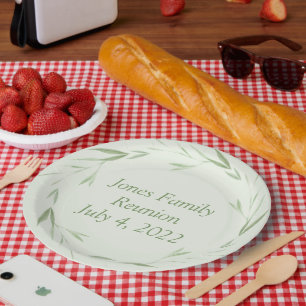 Personalised greenery theme family reunion paper plate