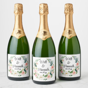 Personalised Greenery Wedding Reception Champagne Sparkling Wine Label