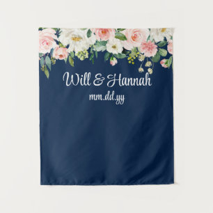 Personalised Greenery Wedding Reception Photo Prop Tapestry