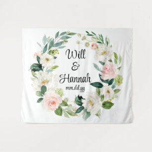 Personalised Greenery Wedding Reception Photo Prop Tapestry