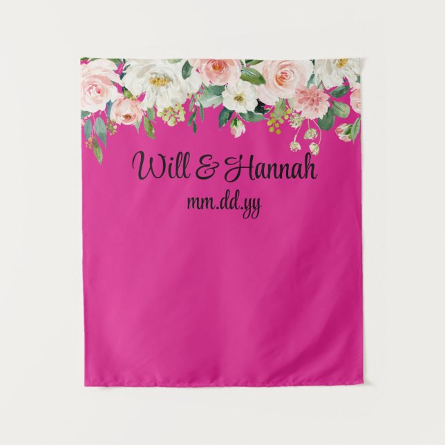 Personalised Greenery Wedding Reception Photo Prop Tapestry (Front)