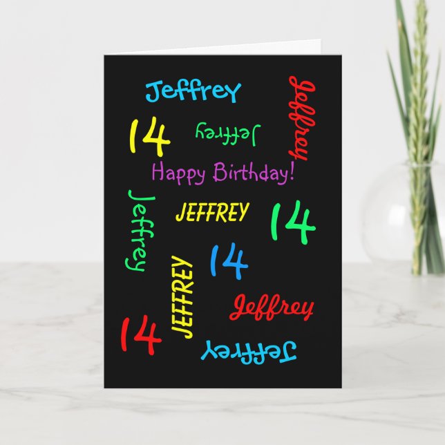 Personalised Greeting Card, 14th Birthday Card (Front)