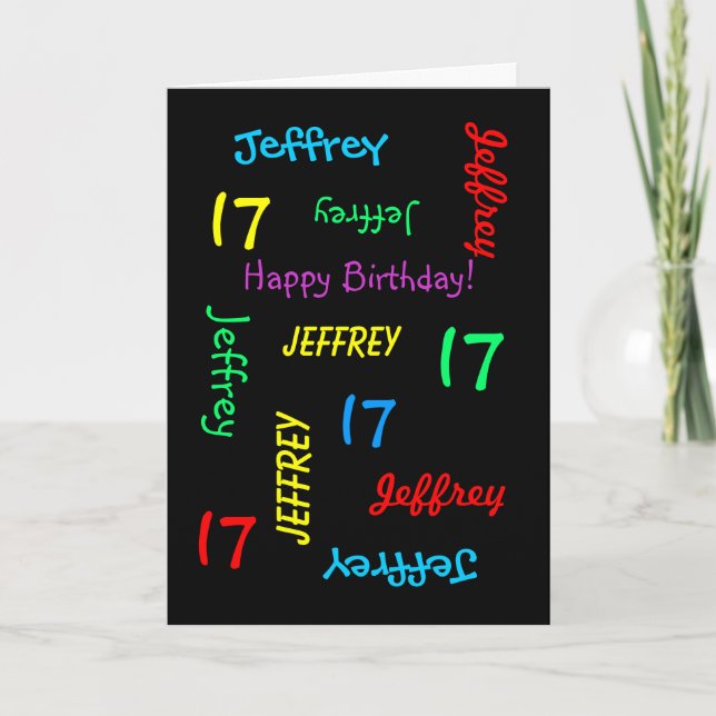 Personalised Greeting Card, 17th Birthday Card (Front)
