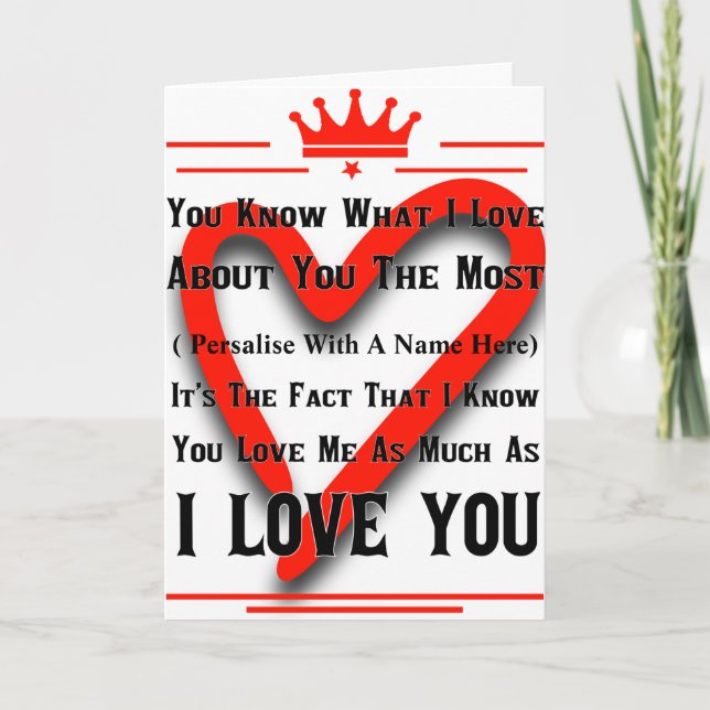 Personalised Greeting Of Love Card (Front)