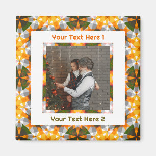 Personalised Greeting Photo Orange Father’s Day Magnet