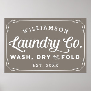 Personalised Greigel Laundry Wash Dry Fold Sign