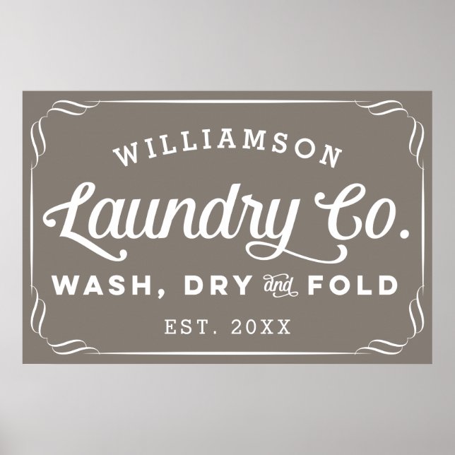Personalised Greigel Laundry Wash Dry Fold Sign (Front)