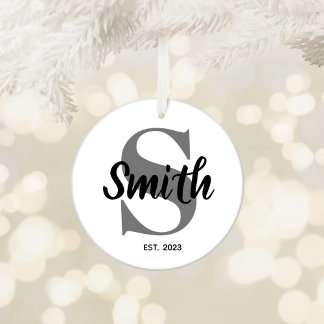 Personalised Grey and Black Family Monogram Ceramic Tree Decoration