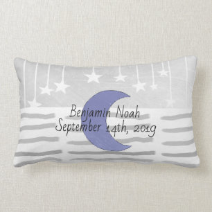 Personalised Grey and Blue Moon and Stars Pillow