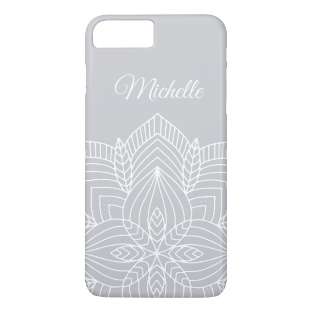 Personalised Grey and White Mandala Case-Mate iPhone Case (Back)