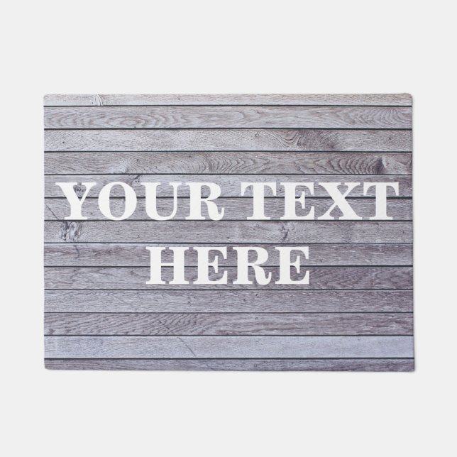 Personalised Grey Bamboo Wood Doormat (Front)