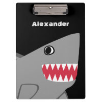Personalised Grey Black Cartoon Cute Shark Kids