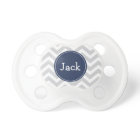 Personalised Grey & Blue chevron strip pacifier