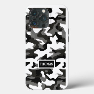 Personalised Grey Camo iPhone 13 Pro Case