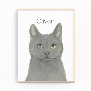 Personalised Grey Chartreux Cat Photo Print