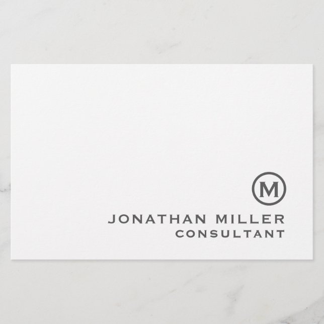 Personalised Grey Classic Monogram Stationery (Front)