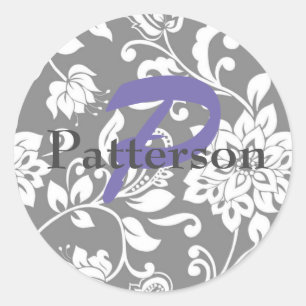 Personalised Grey Damask Stickers & Envelope Seals