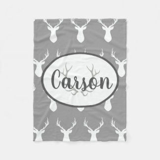Personalised Grey Deer Silhouette Fleece blanket
