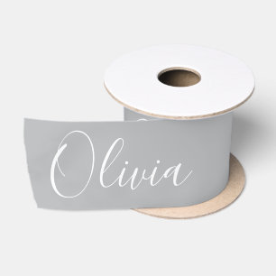 Personalised Grey Elegant Name Satin Ribbon