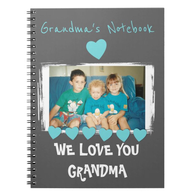 Personalised grey Grandma photo Notebook (Front)