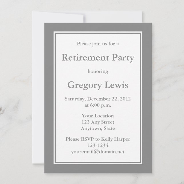 Personalised Grey Invitations or Announcements (Front)