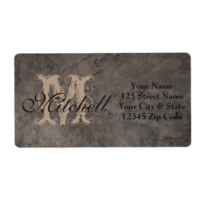 Personalised Grey Leather Shipping address labels (Front)