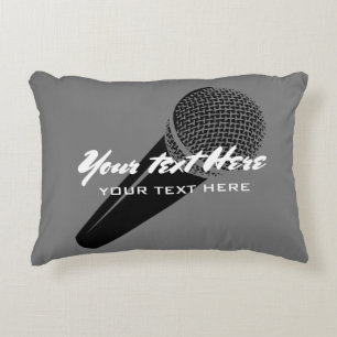 Personalised grey microphone accent throw pillow