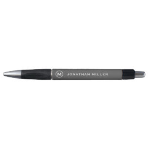 Personalised Grey Minimalist Monogram Pen