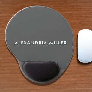 Personalised Grey Modern Minimalist Gel Mouse Mat