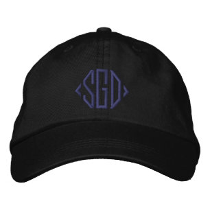 Personalised grey monogrammed black embroidered hat
