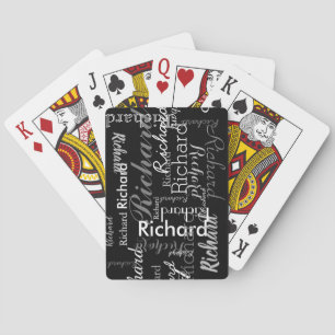 Personalised Grey Name Black Typography Playing Cards
