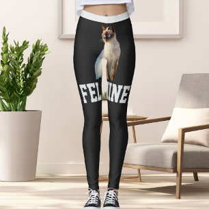 Personalised Grey Names Cute Siamese Cat Pet Photo Leggings