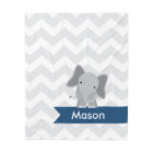 Personalised Grey Navy Blue Chevron Elephant