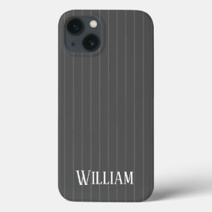 Personalised grey pinstripes Case-Mate iPhone case
