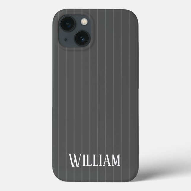 Personalised grey pinstripes Case-Mate iPhone case (Back)