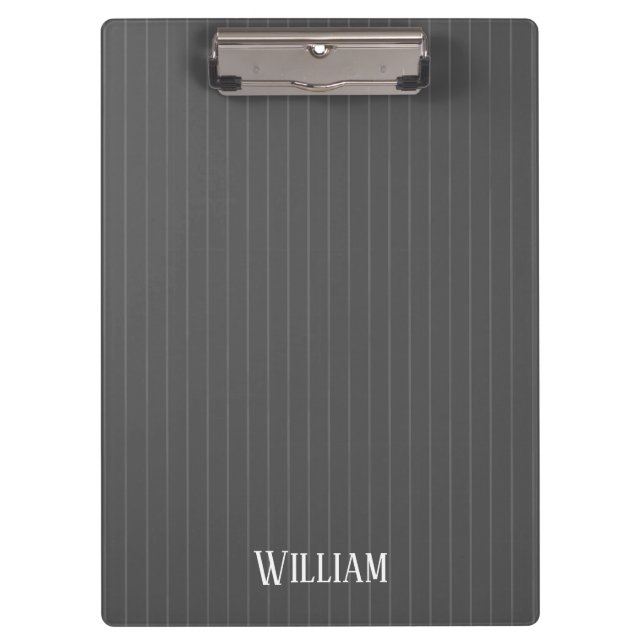 Personalised grey pinstripes clipboard (Front)