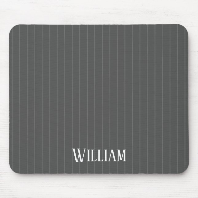 Personalised grey pinstripes mouse mat (Front)