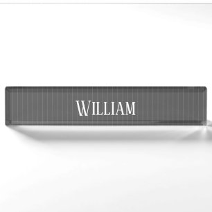 Personalised grey pinstripes nameplate