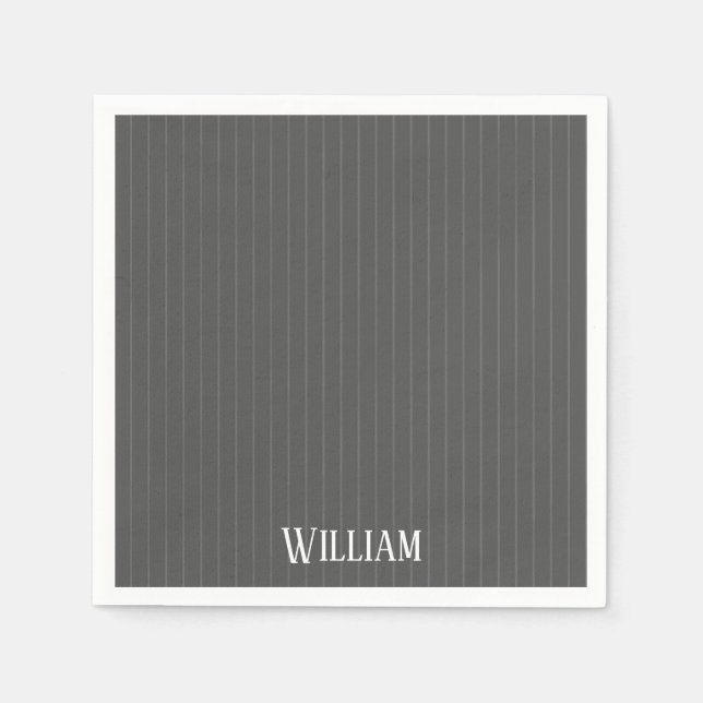 Personalised grey pinstripes napkin (Front)