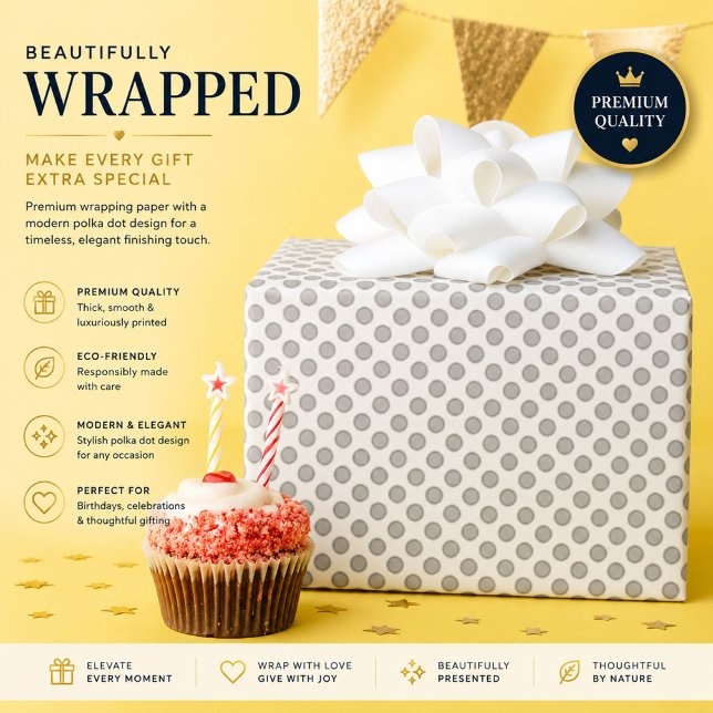 Personalised Grey Polka Dot Wrapping Paper (Creator Uploaded)