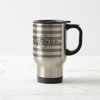 Personalised Grey/Silver Name Monogram Travel Mug
