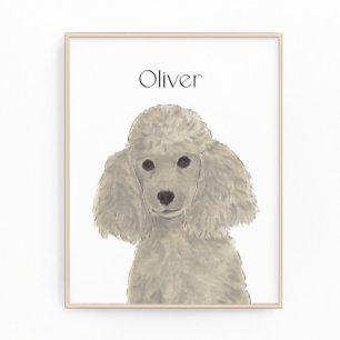 Personalised Grey Silver Poodle Art Photo Print