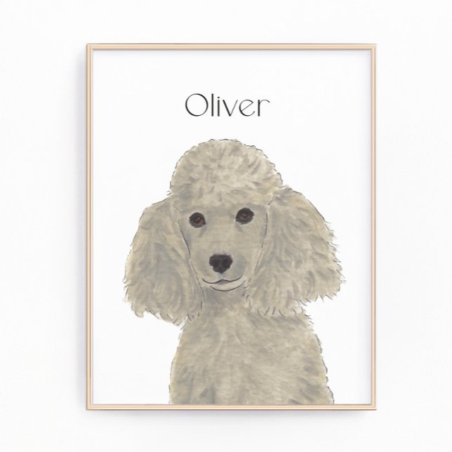 Personalised Grey Silver Poodle Art Photo Print (Creator Uploaded)