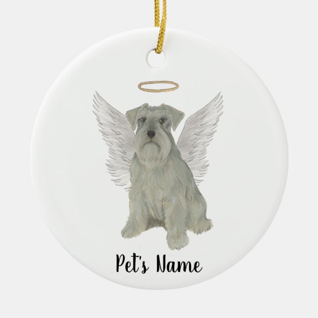 Personalised Grey Silver Schnauzer Ceramic Tree Decoration (Front)
