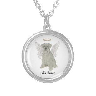 Personalised Grey Silver Schnauzer Silver Plated Necklace