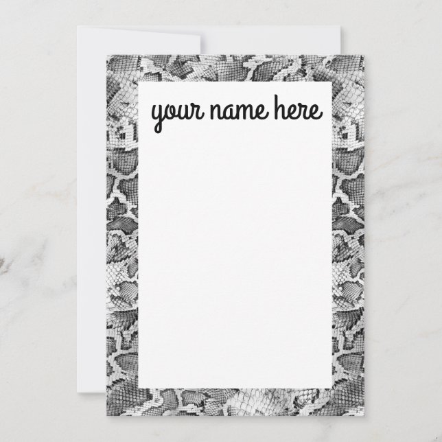 Personalised Grey Snake Skin Notecards (Front)