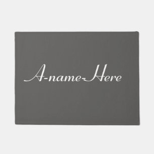 Personalised  grey solid with white name custom doormat