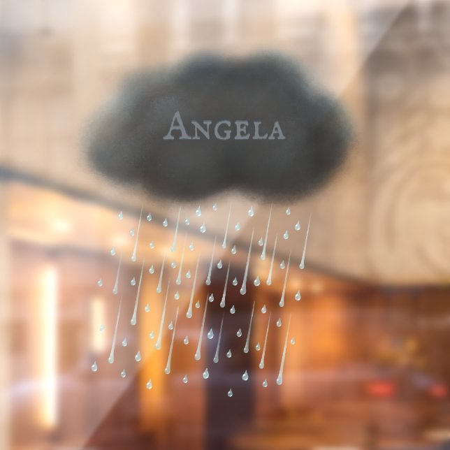 Personalised Grey Stormy Rain Cloud Whimsical Cute Window Cling (Sheet 2)