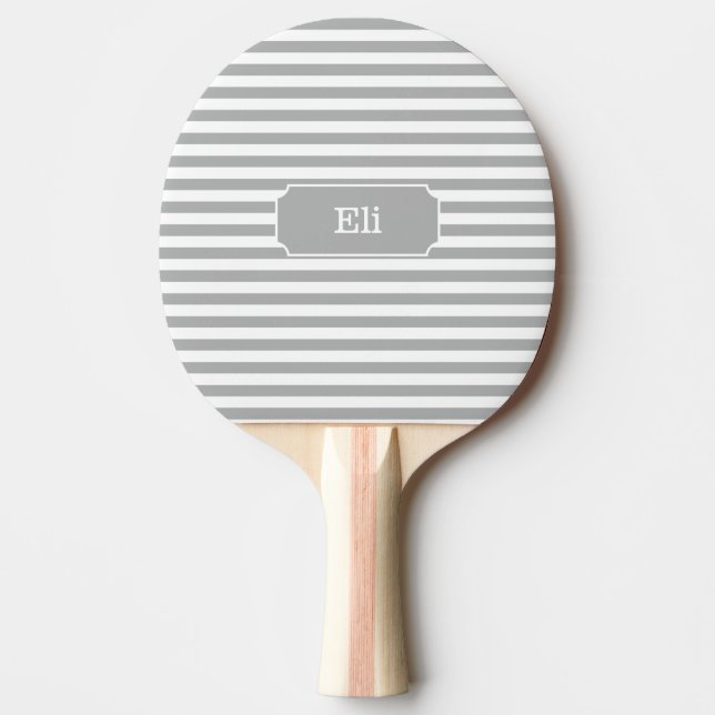 Personalised Grey Stripe Ping Pong Paddle (Front)
