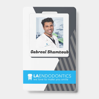 Personalised Grey Striped Employee Picture ID Badge